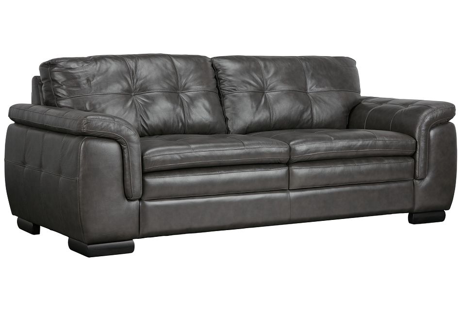 Trevor Dark Gray Leather Sofa Living, Dark Grey Leather Sofa