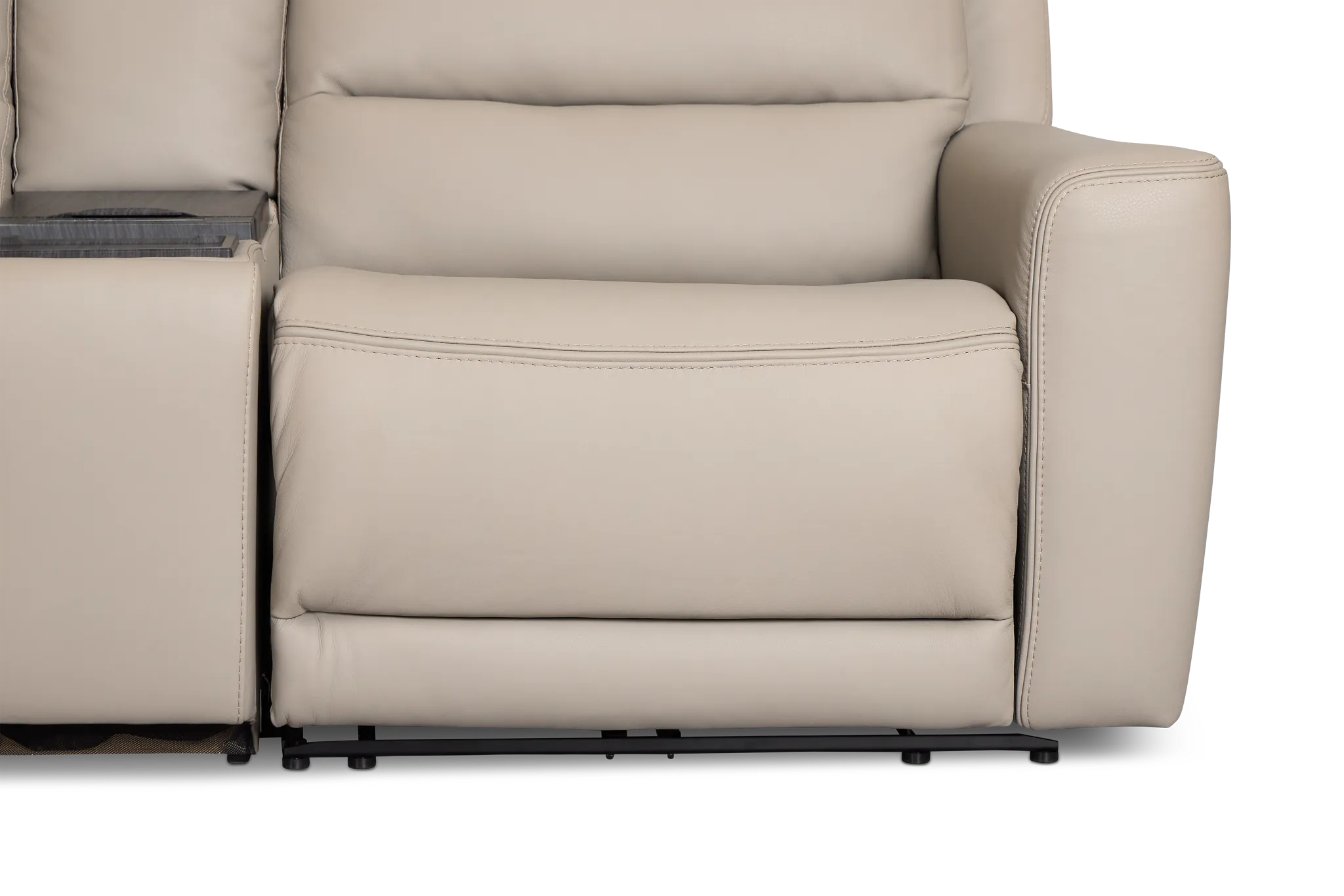Wilder Taupe Leather Medium Tri Power Sectional W/refrigerated Console