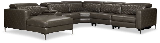 Ava Dark Gray Micro Small Dual Power Left Chaise Sectional