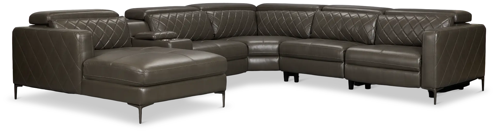 Ava Dark Gray Micro Small Dual Power Left Chaise Sectional Ava Dark Gray Micro Small Dual Power Left Chaise Sectional