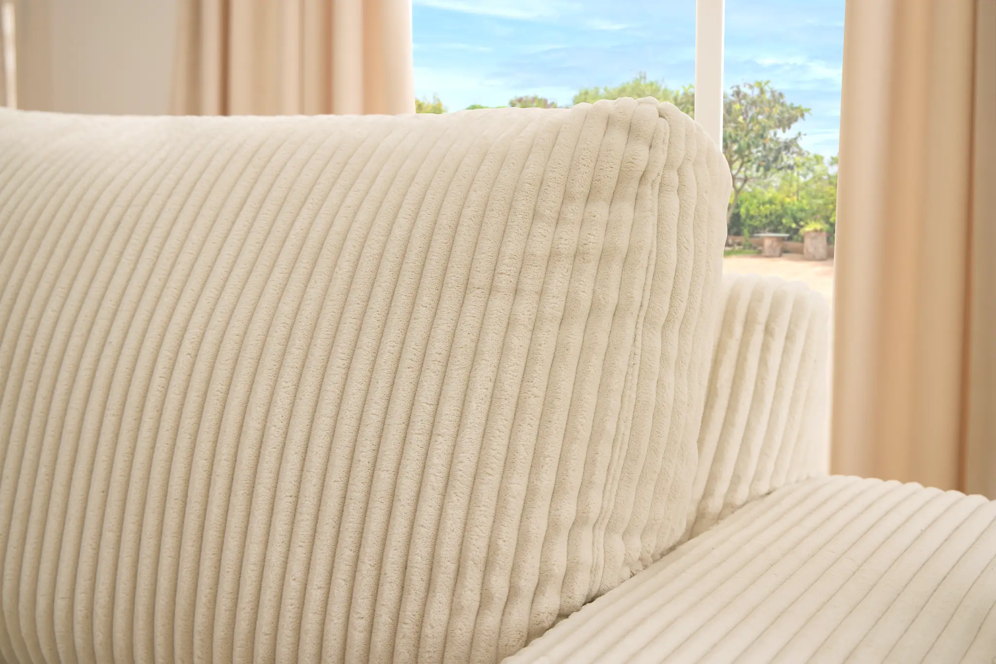 Charlie Ivory Fabric Large Left Chaise Sectional Charlie Ivory Fabric Large Left Chaise Sectional