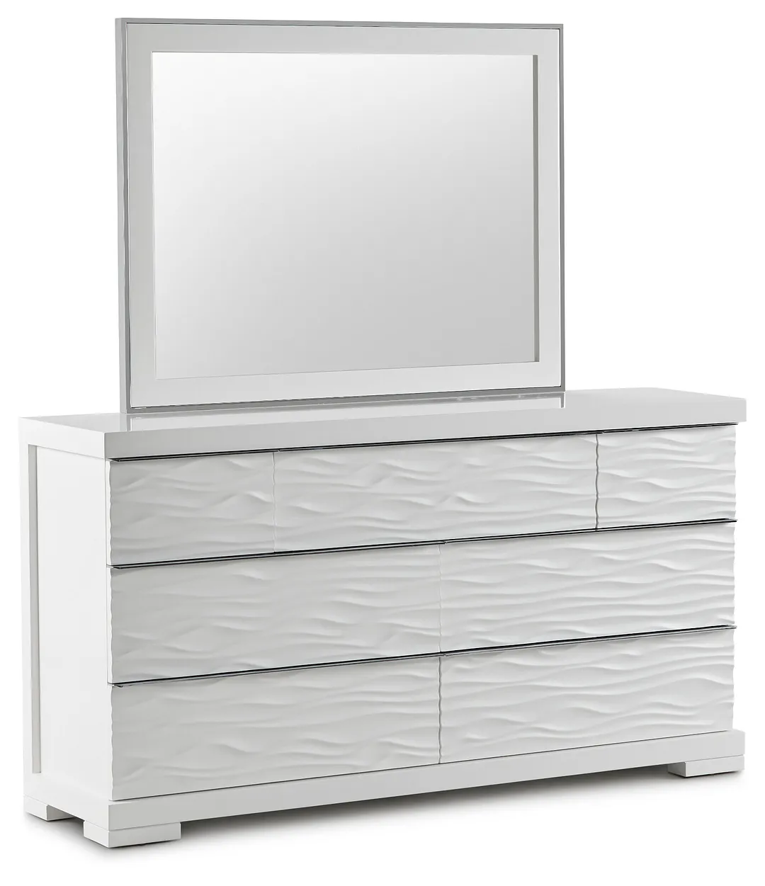 Ocean Drive White Dresser & Mirror