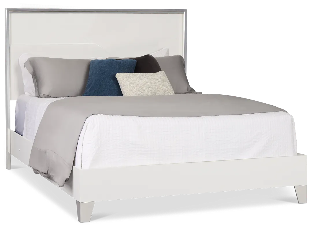 Doral White Panel Bed With Lights