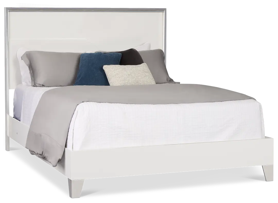 Doral White Panel Bed With Lights Doral White Panel Bed With Lights