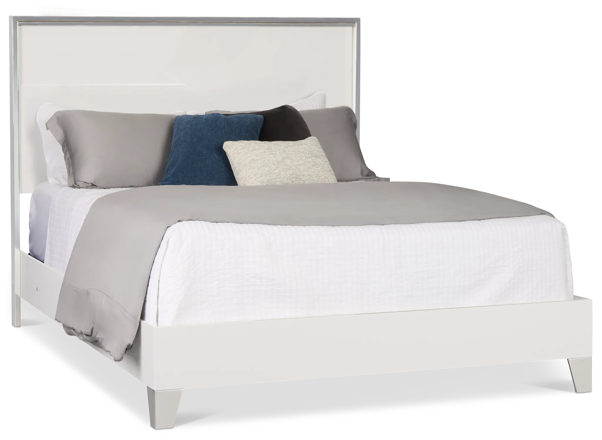 Doral White Panel Bed With Lights
