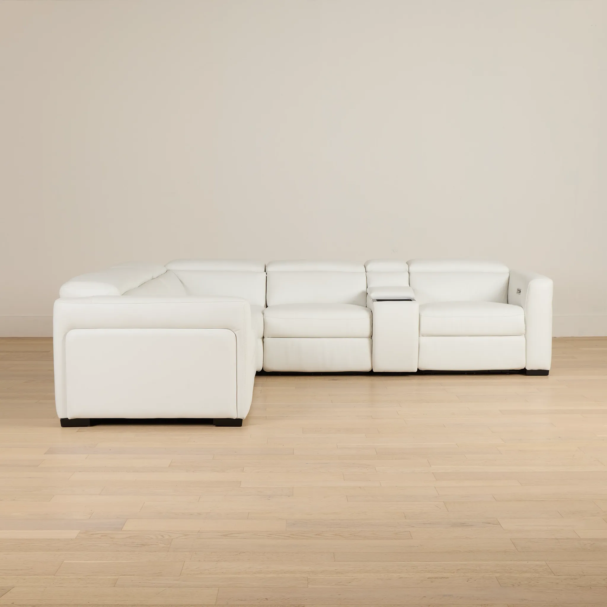 Melody White Micro Medium Dual Power 2-arm Reclining Sectional
