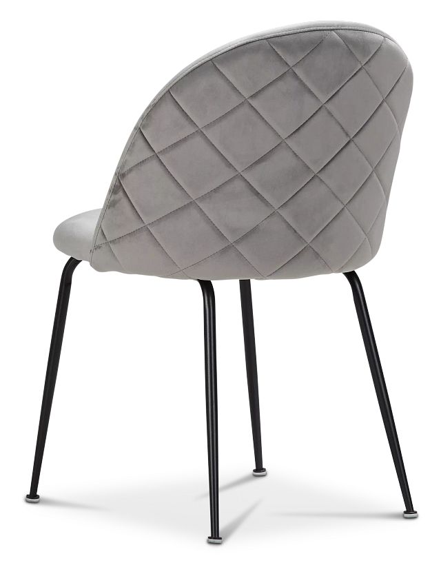 Capri Gray Velvet Upholstered Side Chair W/ Black Legs