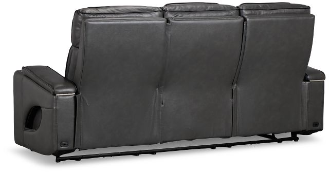 Nova Dark Gray Lthr/vinyl Power Reclining Sofa W/ Massage