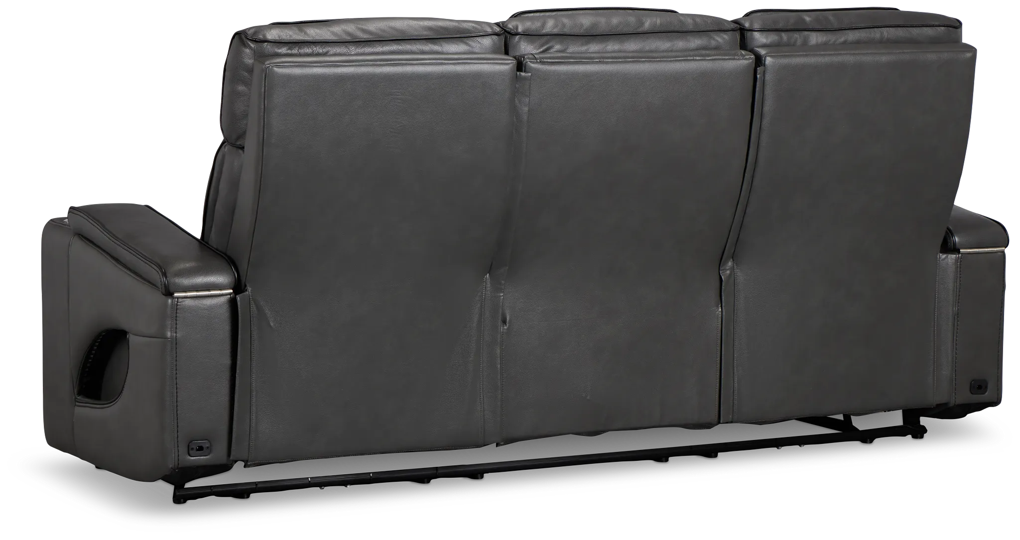 Nova Dark Gray Lthr/vinyl Power Reclining Sofa W/ Massage