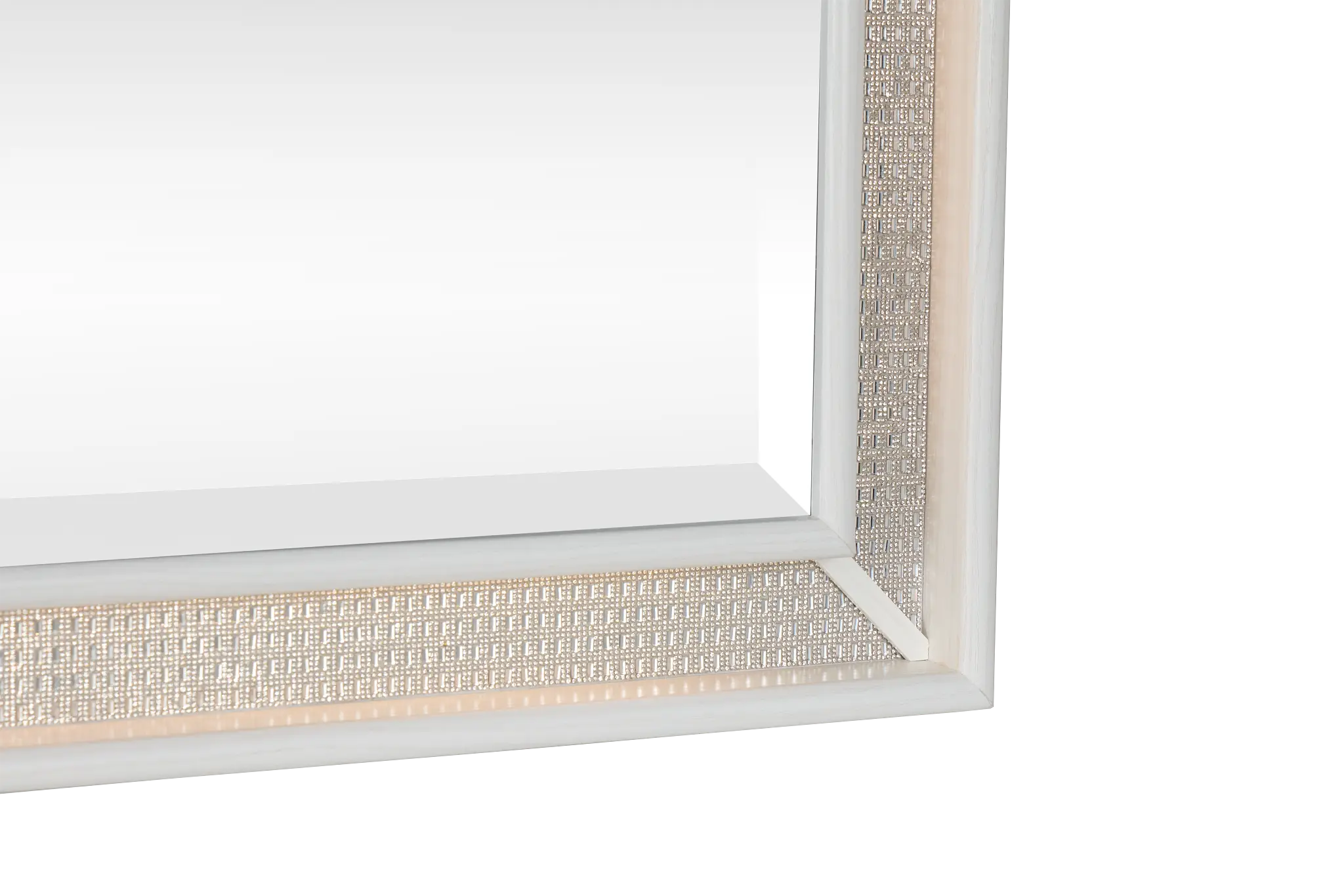 Alessandria White Lighted Dresser & Mirror Alessandria White Lighted Dresser & Mirror