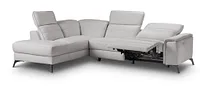 Pearson Gray Leather Left Bumper Power Reclining Sectional