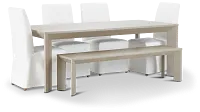 Destination Light Tone 84" Table, 4 Chairs & Bench