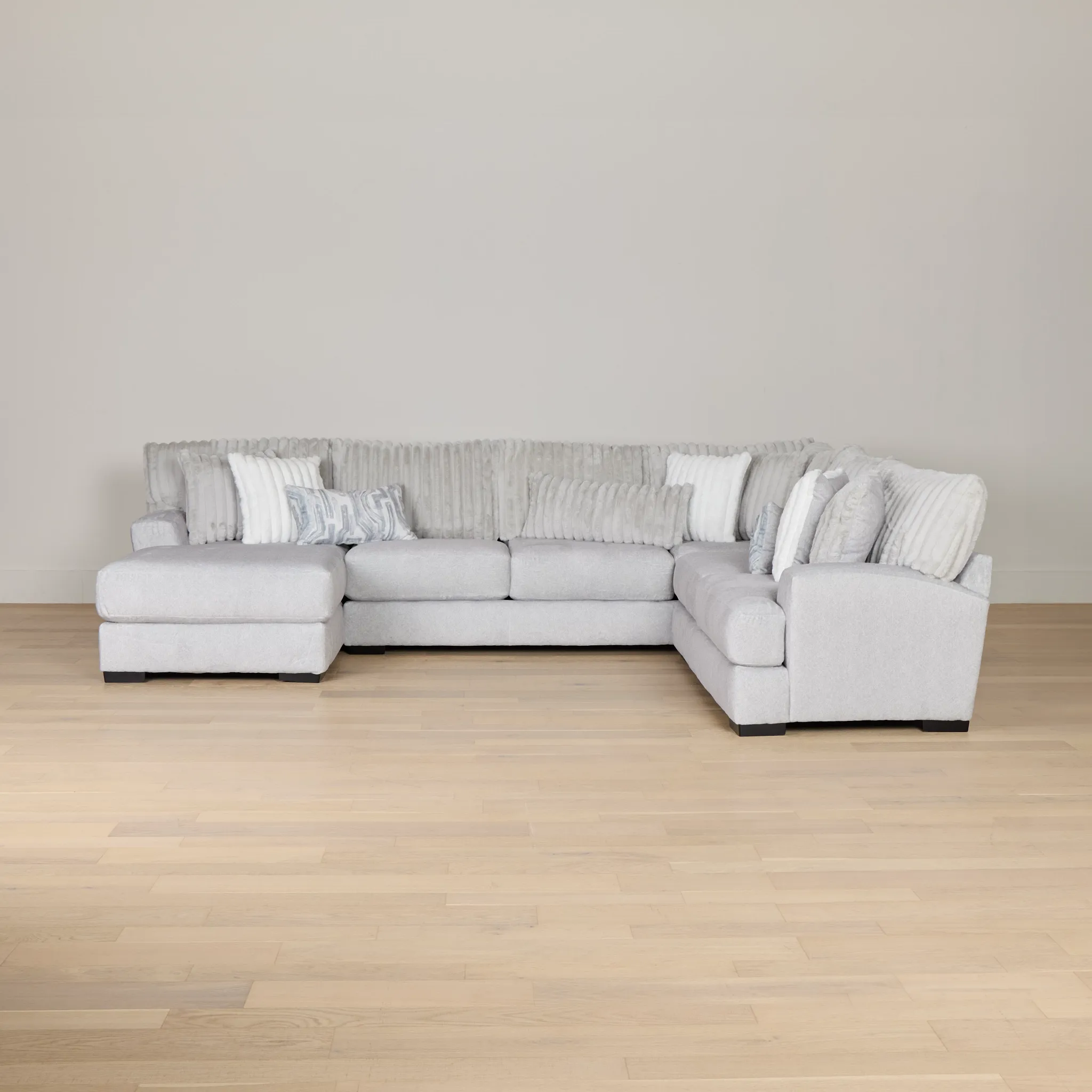 Kylie Light Gray Fabric Medium Left Chaise Sectional