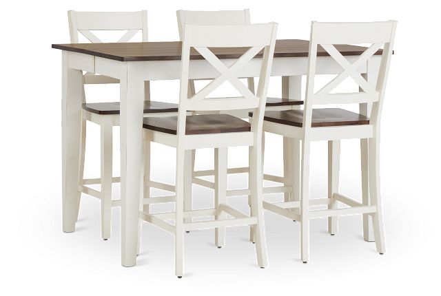 Sumter White High Table & 4 Barstools (3)