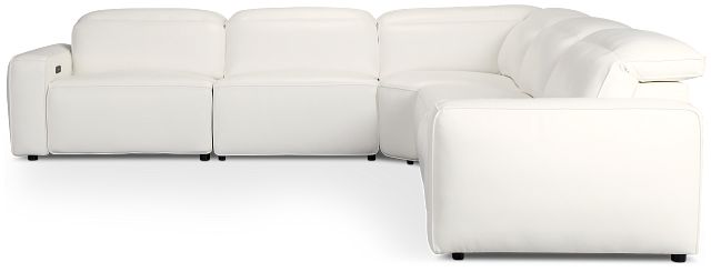 Tidal White Lthr/vinyl Small Two-arm Power Reclining Sectional