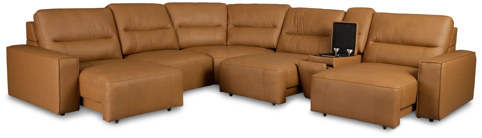 Rudy Brown Lthr/vinyl Medium Tri Power 2 Arm Extension Chaise Sectional Rudy Brown Lthr/vinyl Medium Tri Power 2 Arm Extension Chaise Sectional