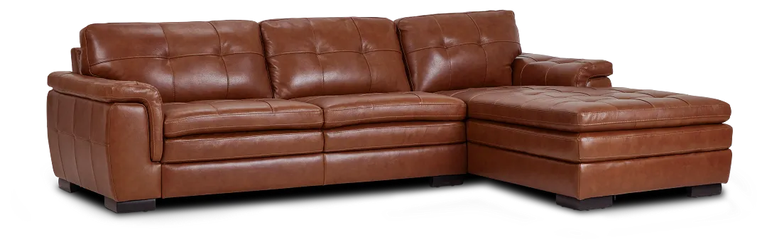 Braden Medium Brown Leather Small Right Chaise Sectional