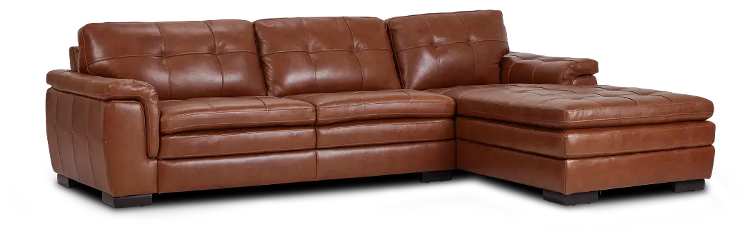 Braden Medium Brown Leather Small Right Chaise Sectional Braden Medium Brown Leather Small Right Chaise Sectional
