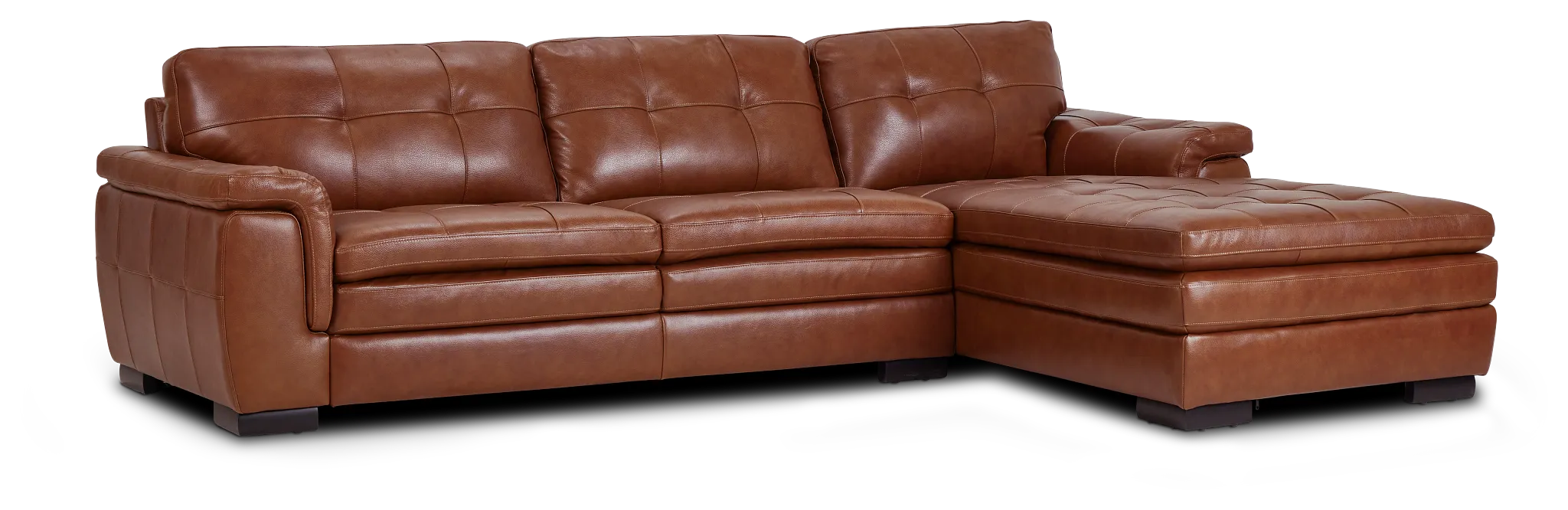 Braden Medium Brown Leather Small Right Chaise Sectional
