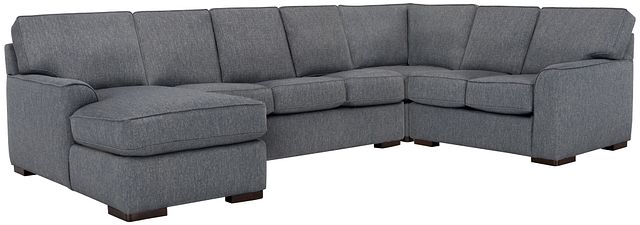 Austin Blue Cool Mfoam Left Chaise Memory Foam Sleeper Sectional