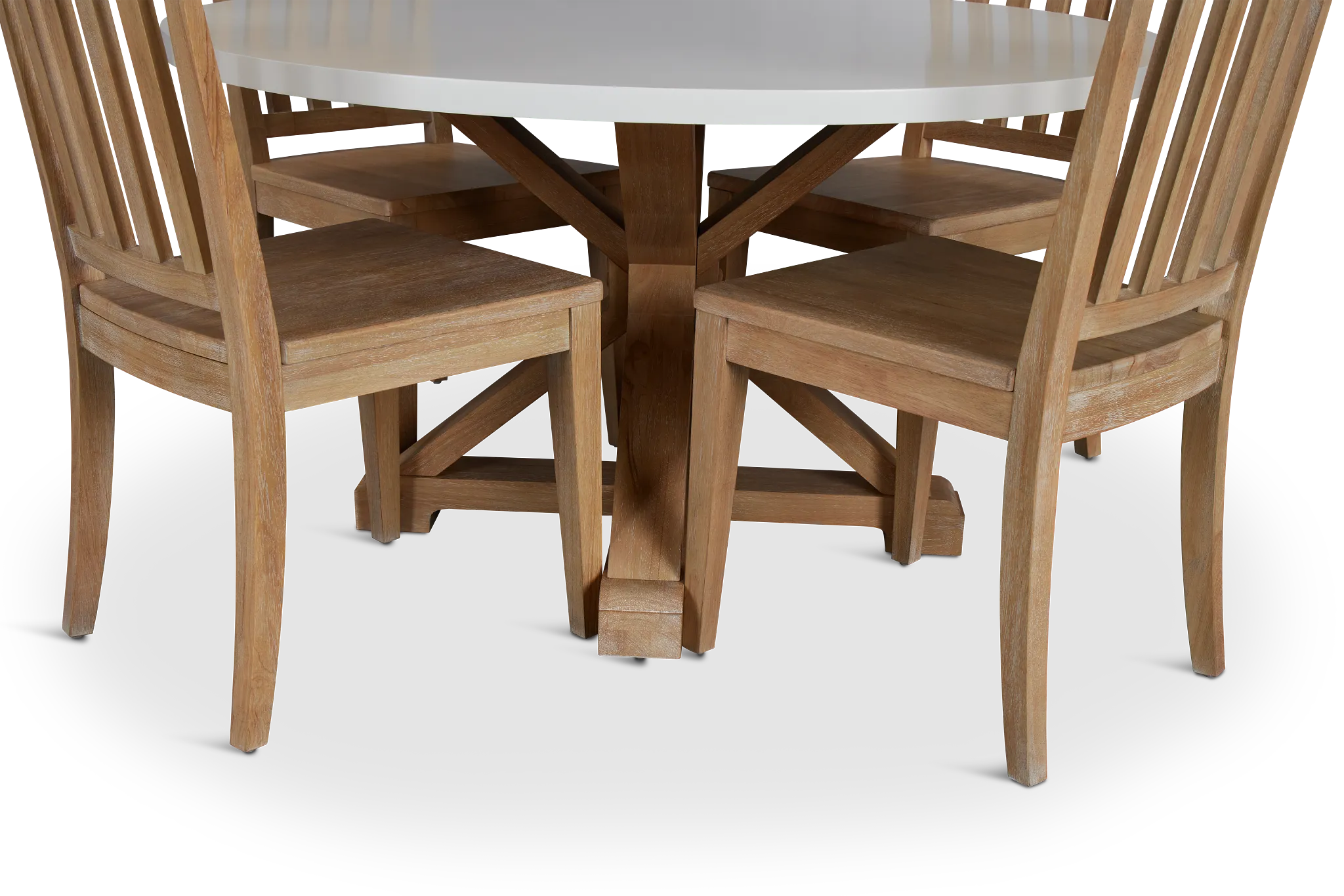 Nantucket White Two-tone Round Table & 4 Light Tone Chairs