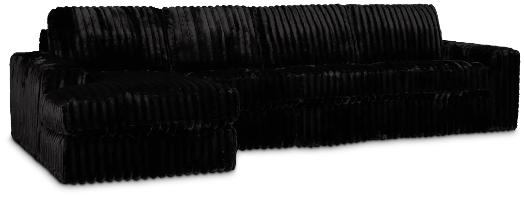 Teddy Black Fabric Small Left Chaise Sectional Teddy Black Fabric Small Left Chaise Sectional