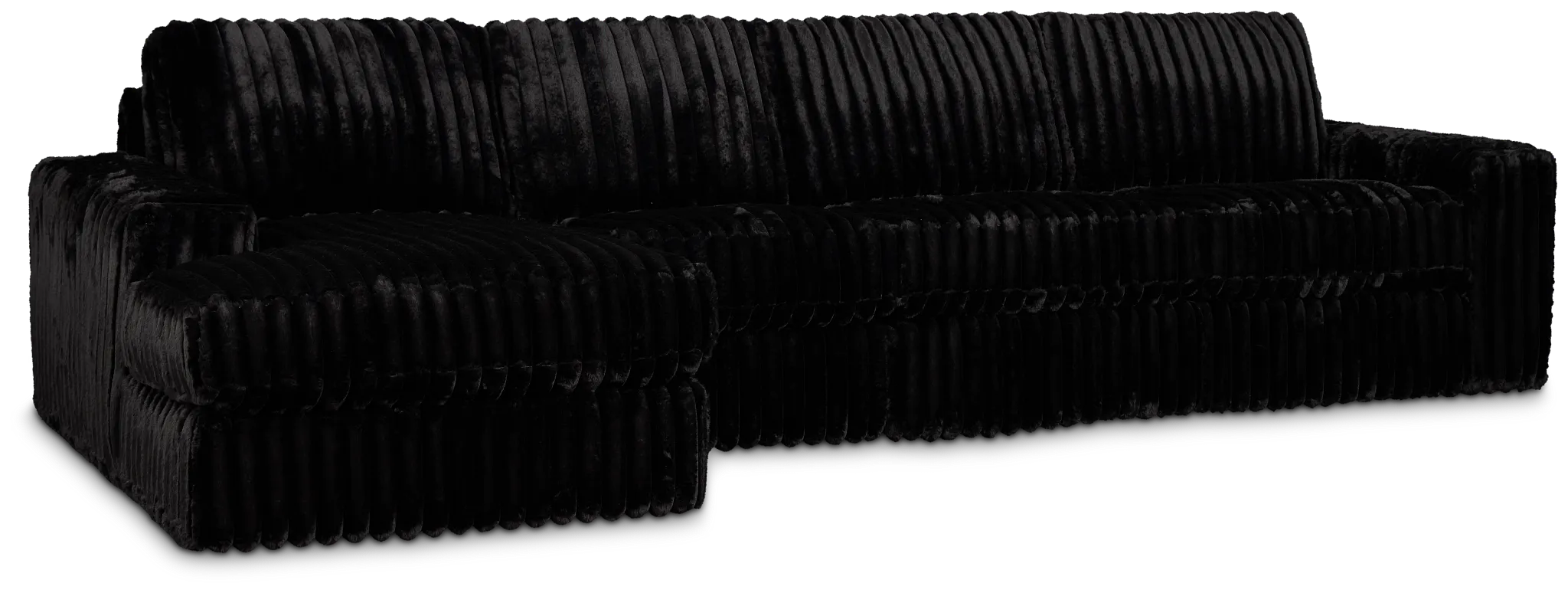 Teddy Black Fabric Small Left Chaise Sectional