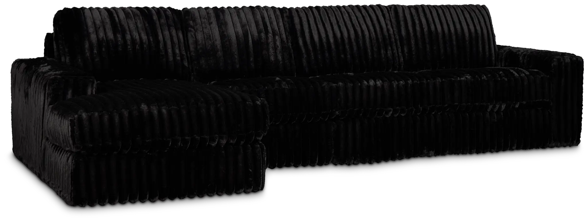 Teddy Black Fabric Small Left Chaise Sectional Teddy Black Fabric Small Left Chaise Sectional