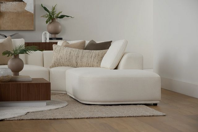Catalina White Fabric Large Left Chaise Sectional