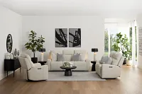 Flexsteel Sterling Ivory Leather/Vinyl Power Reclining Sofa