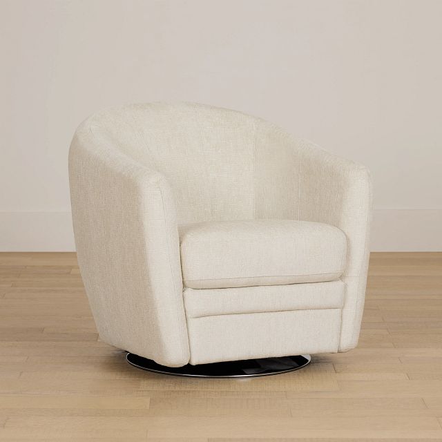 Blakely White Fabric Swivel Chair