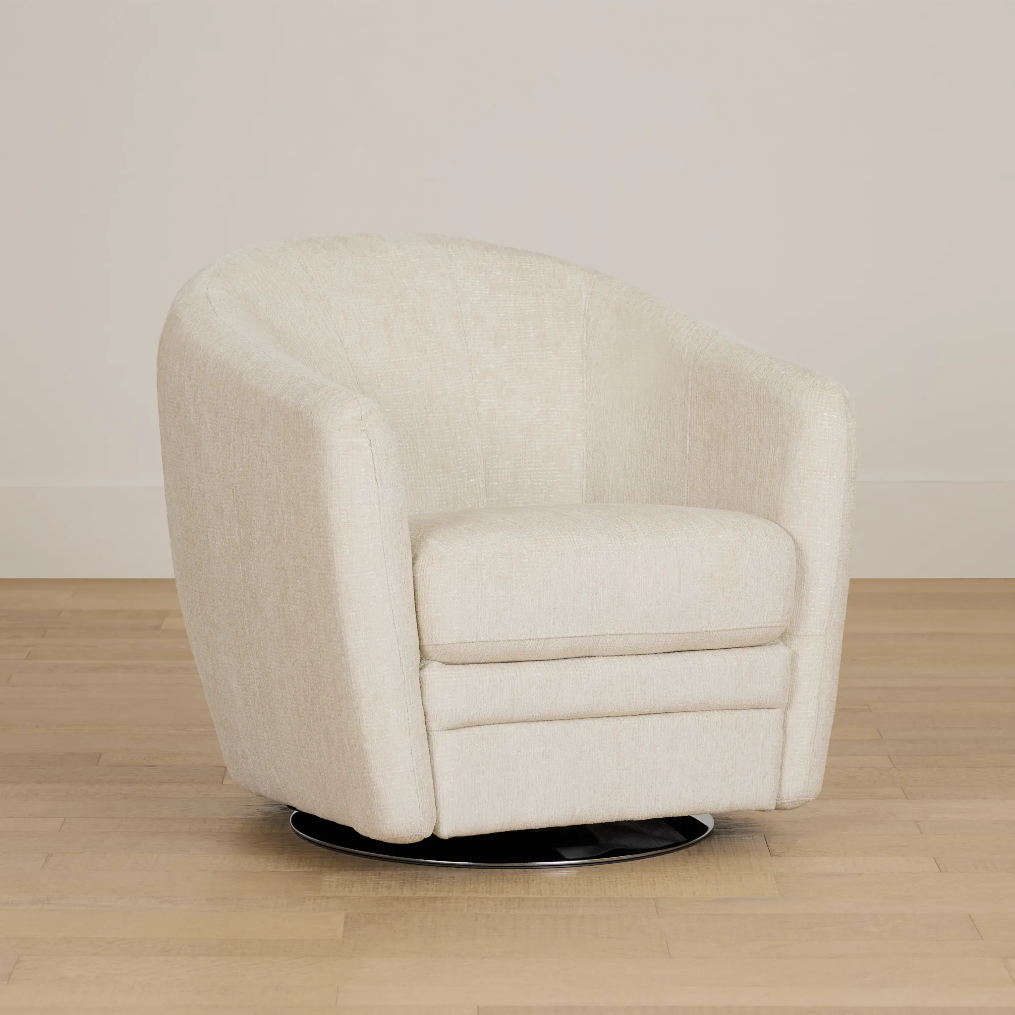 Blakely White Fabric Swivel Chair