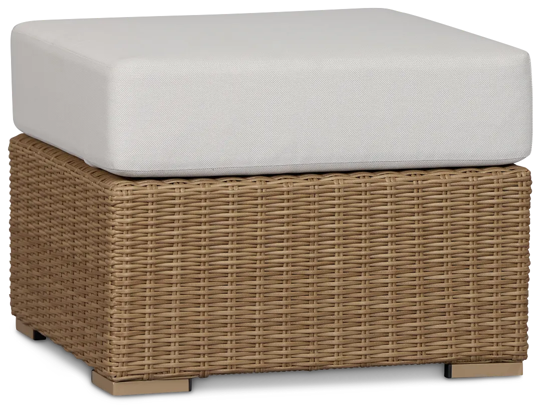 Montecito Light Tone Small Ottoman With Light Beige Cushions
