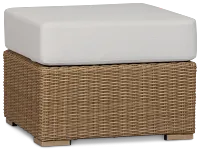 Montecito Light Tone Small Ottoman With Light Beige Cushions