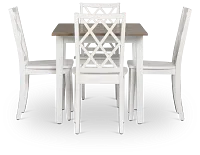 Edgartown Two-tone Rect Table & 4 White Wood Chairs