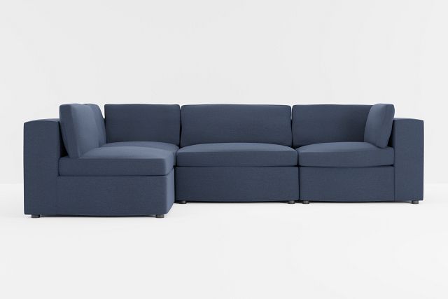 Destin Peyton Dark Blue Fabric 4-piece Modular Sectional