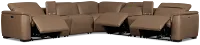 Flexsteel Brodie Dark Brown Lthr/vinyl Large Triple Power Reclining Two-arm Sectional