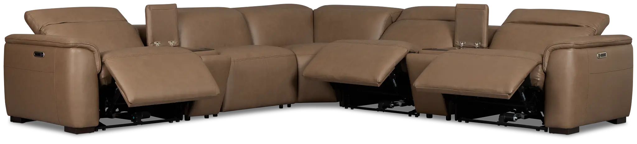 Flexsteel Brodie Dark Brown Lthr/vinyl Large Triple Power Reclining Two-arm Sectional Flexsteel Brodie Dark Brown Lthr/vinyl Large Triple Power Reclining Two-arm Sectional