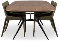 Margo Two-tone Rectangular Table & 4 Dark Green Upholstered Chair