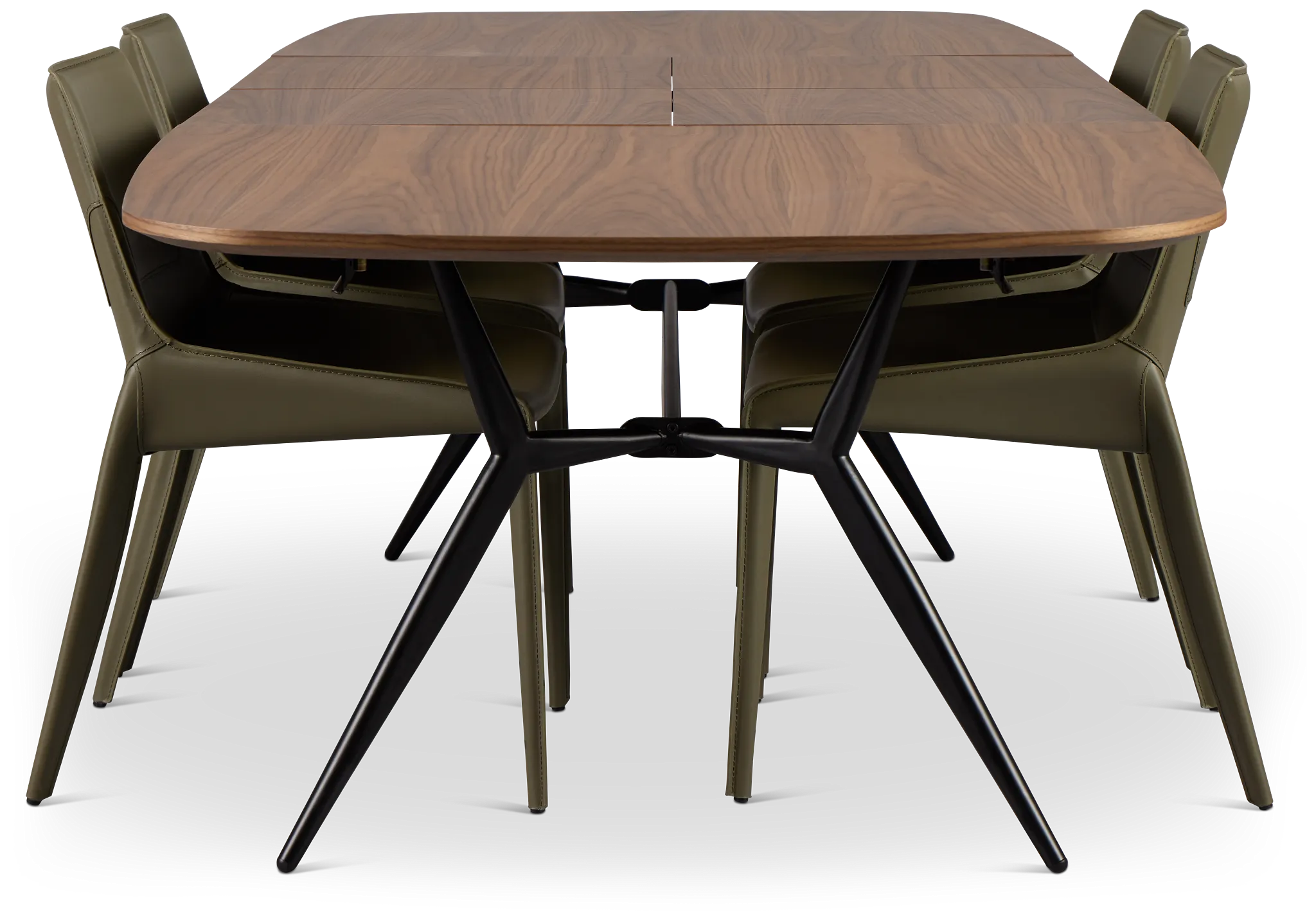 Margo Two-tone Rectangular Table & 4 Dark Green Upholstered Chair