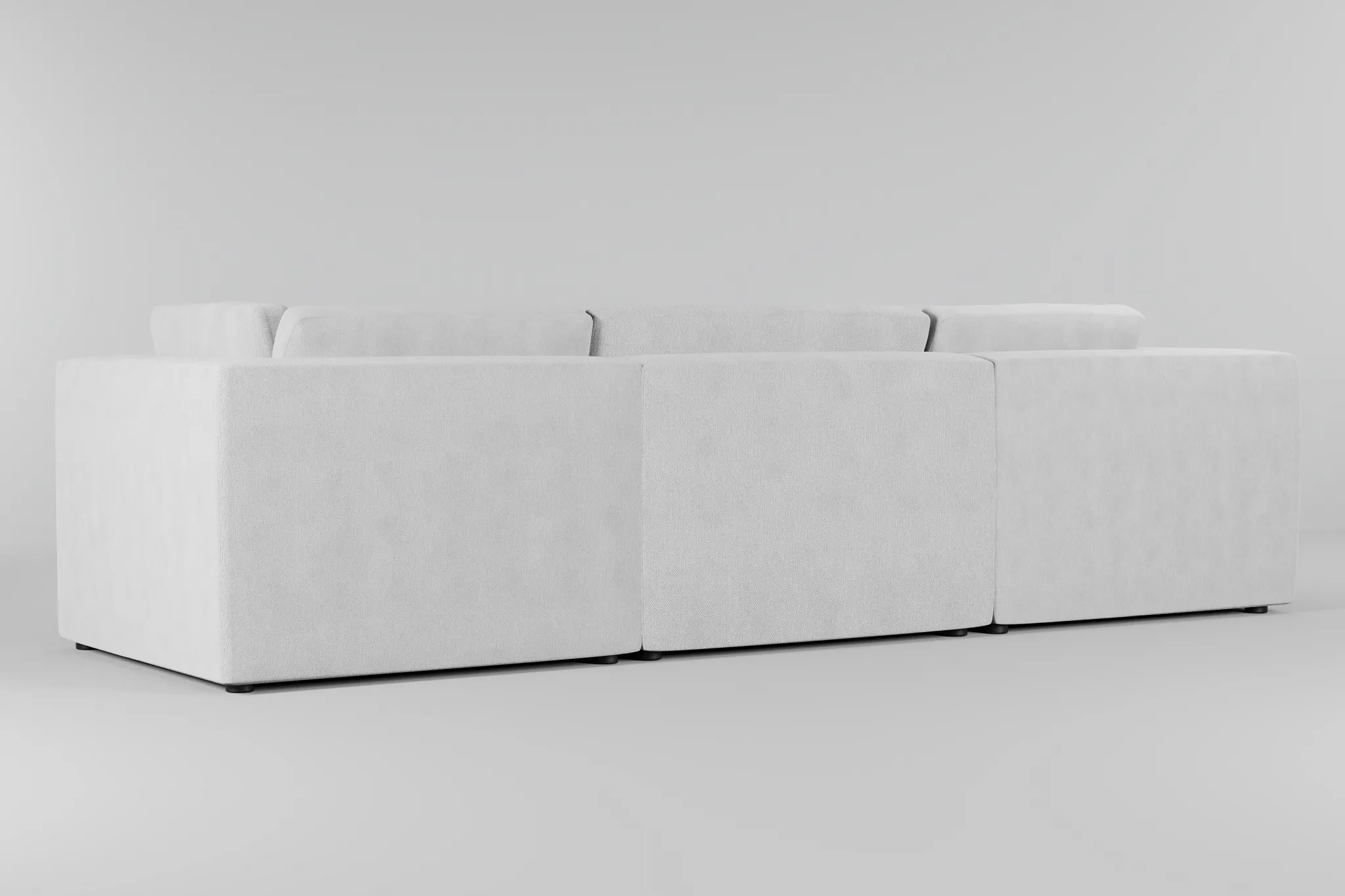 Destin Revenue White Fabric 3-piece Modular Sofa