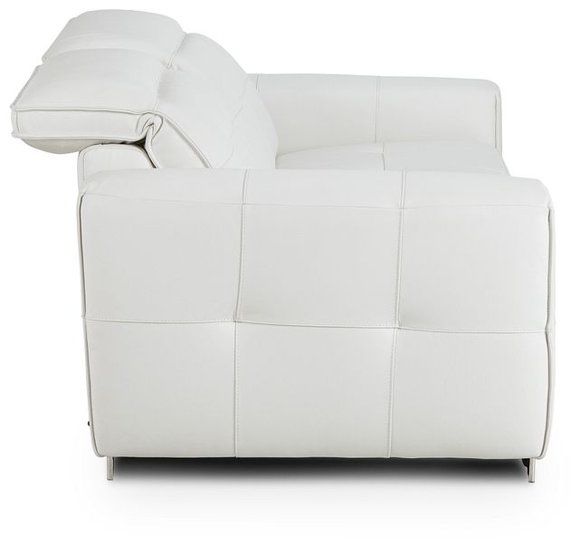 Reva White Leather Power Reclining Sofa (1)