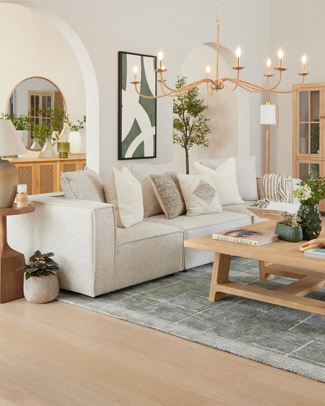 Tatum Beige Fabric 3-piece Modular Sofa