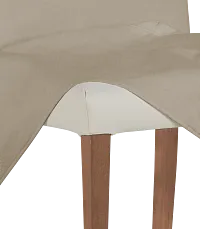 Destination Beige Long Slipcover Chair With Light Tone Leg