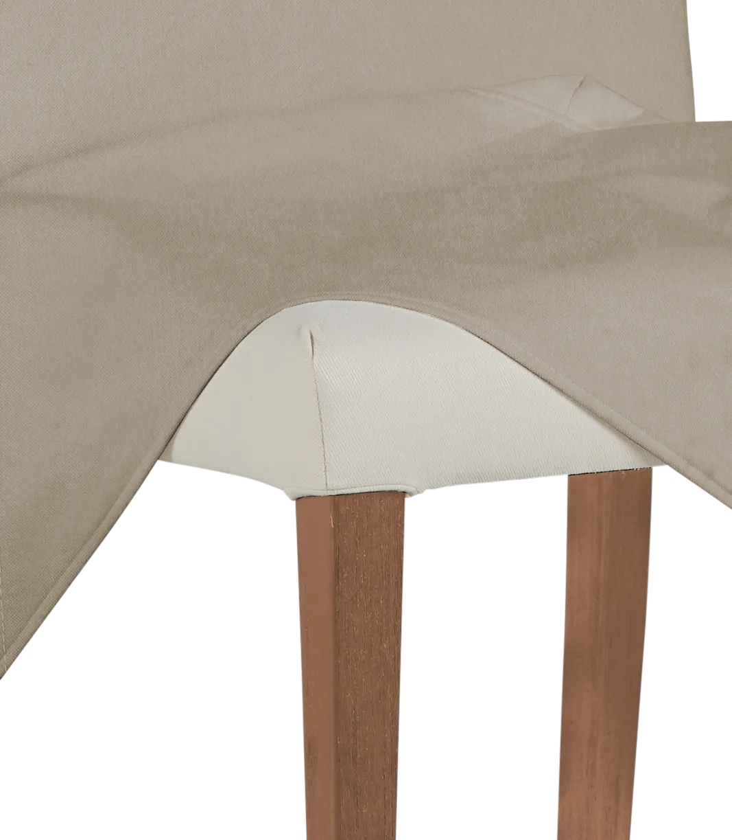 Destination Beige Long Slipcover Chair With Light Tone Leg