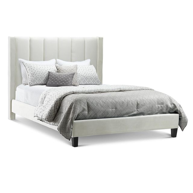 kans Aangepaste Waarnemen Audrey Beige Velvet Platform Bed | Bedroom - Beds | City Furniture