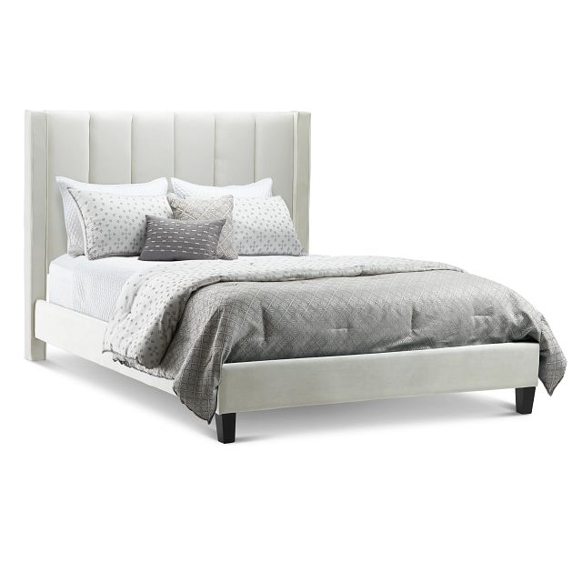 Audrey Beige Velvet Platform Bed