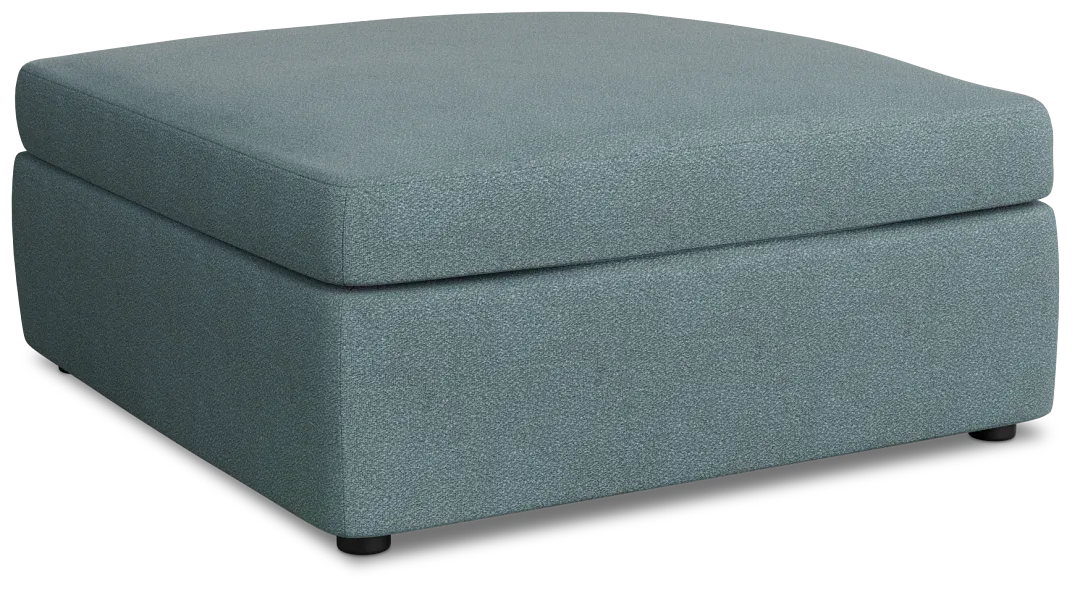 Destin Sutton Blue Fabric Cocktail Ottoman
