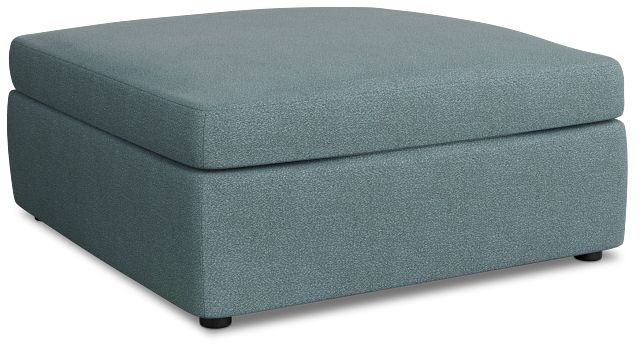 Destin Sutton Blue Fabric Cocktail Ottoman