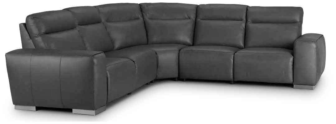 Elba Dark Gray Leather Small Dual Power Reclining Two-arm Sectional Elba Dark Gray Leather Small Dual Power Reclining Two-arm Sectional